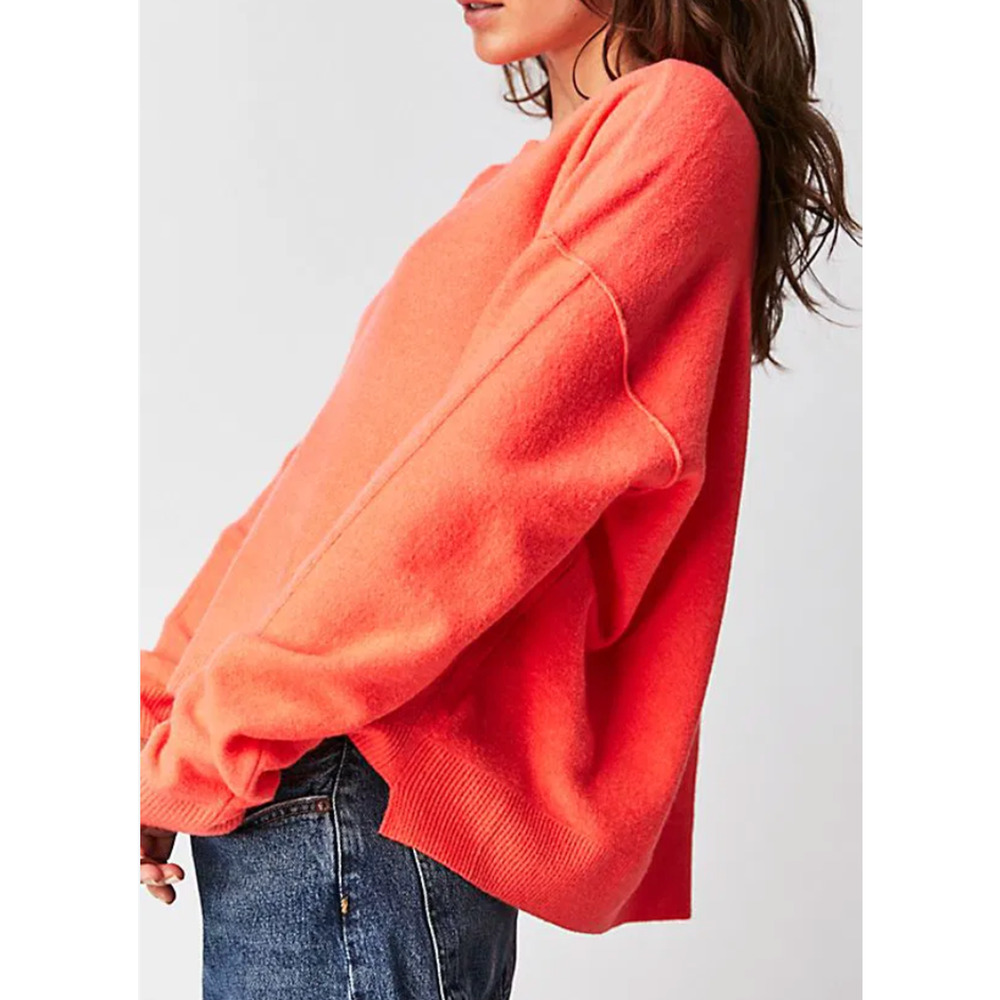 NEW FREE PEOPLE RED CHERRY GLOW LUNA PULLOVER SWEATER SZ XS